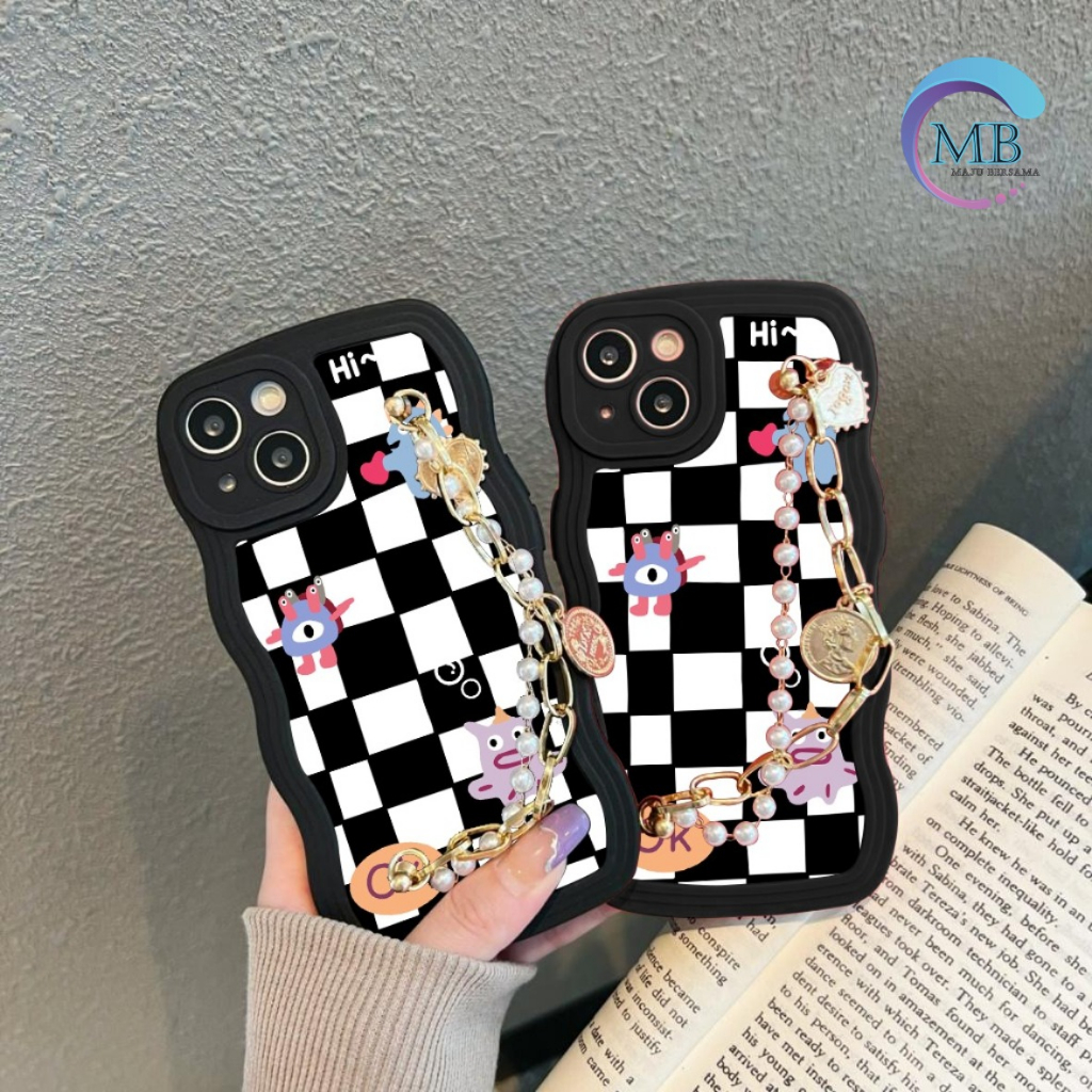 GC44 GC53 CASE CASING SOFTCASE SILIKON WAVY WAVE AESTETHIC RANTAI MUTIARA GRIP FOR VIVO Y91 Y93 Y91 Y91C Y1S V5 V5S V5LITE Y66 Y67 V7+ V21 MB8204