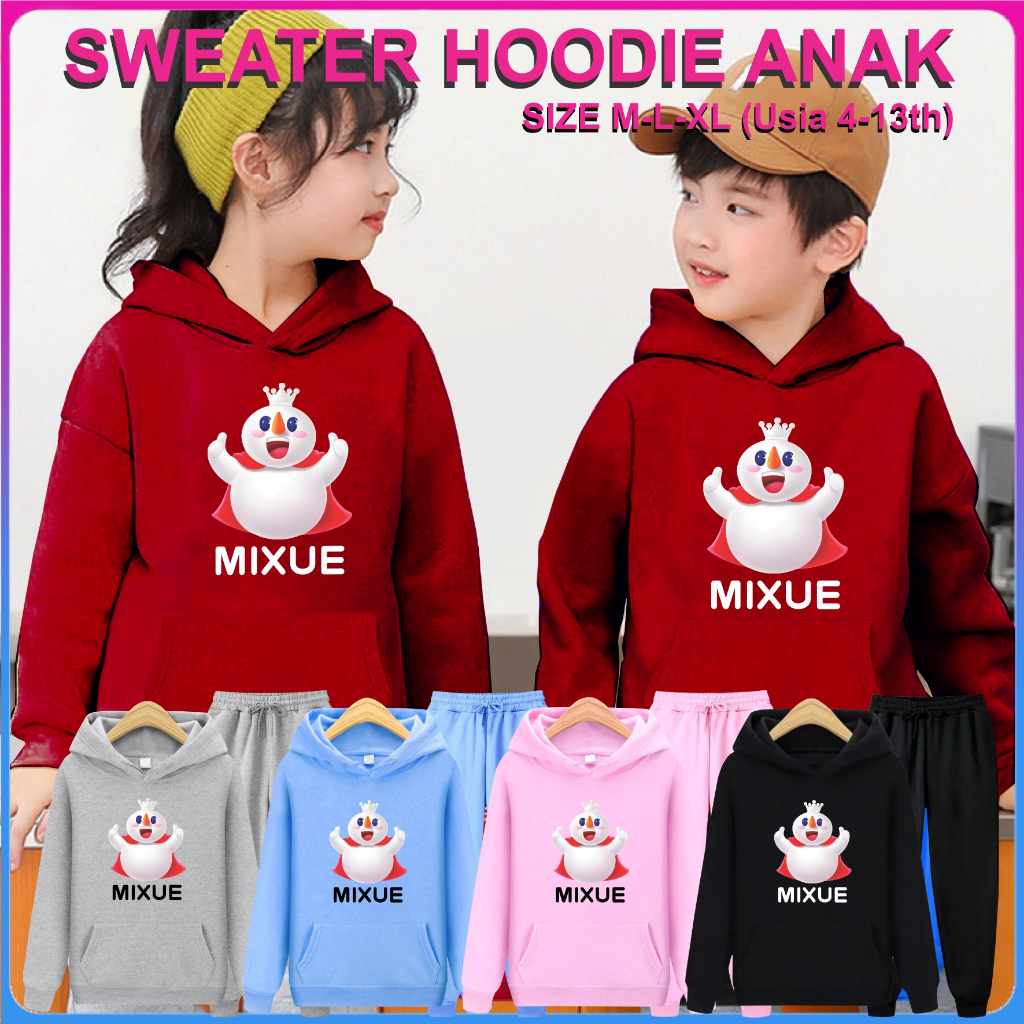 FenishaStore Baju Setelan Sweater Hoodie MIXUE ES CREAM Anak Usia 4-13Tahun