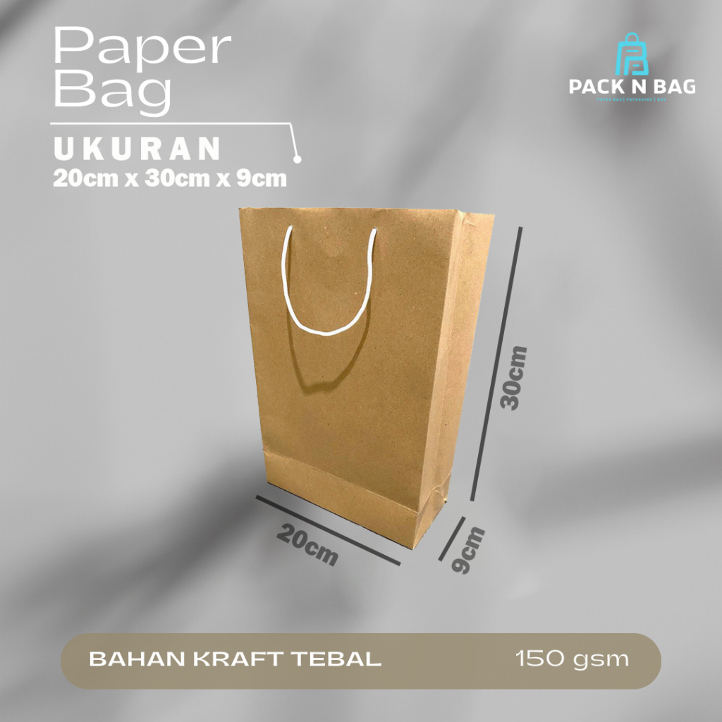 

paper bag 20 x 30 bahan kraft 150gsm tebal