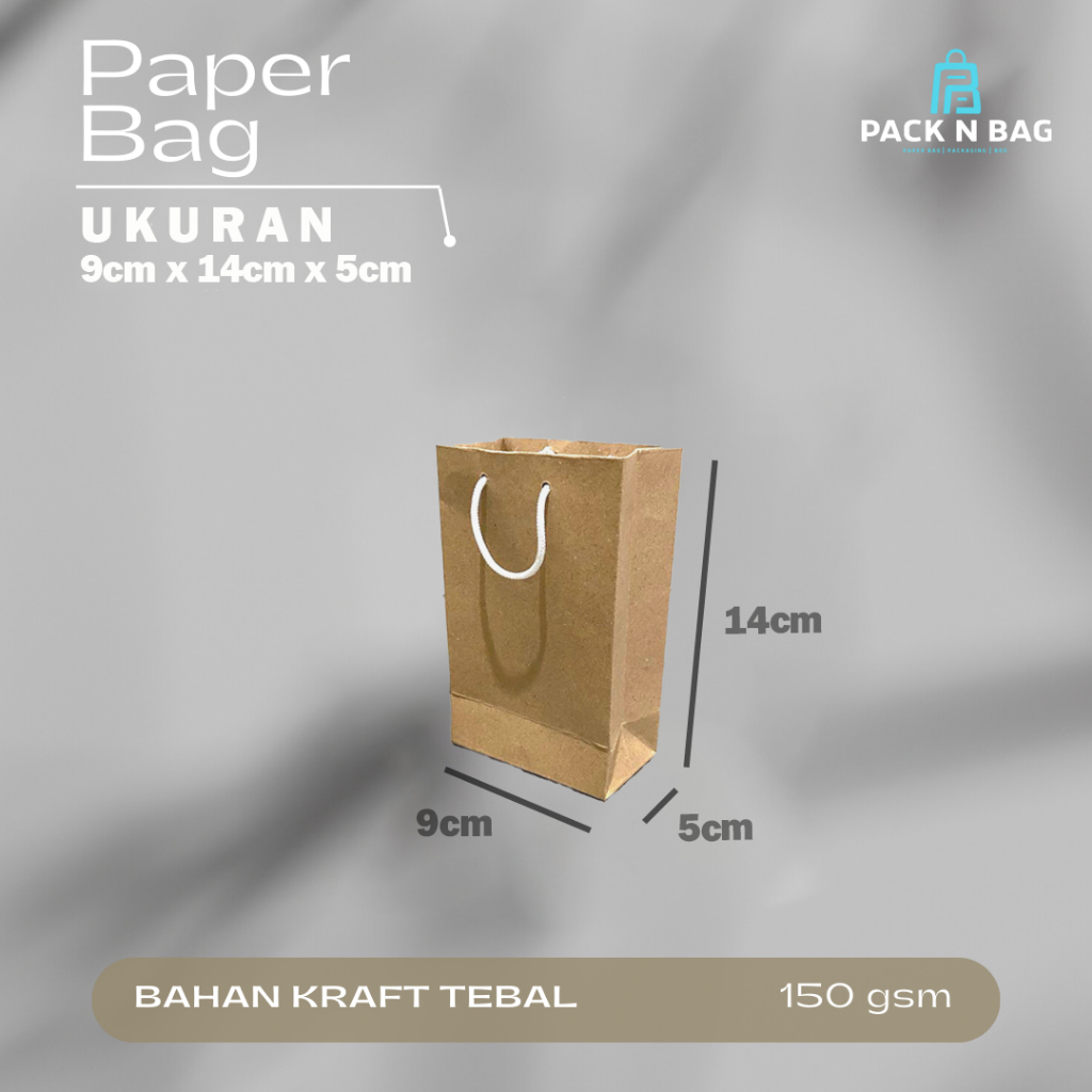 

paper bag 9 x 14 bahan kraft tebal 150gsm