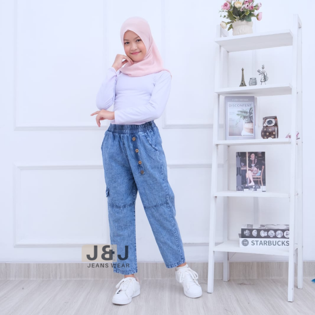 Celana Jeans Anak Perempuan Celana Jeans Panjang Pinggang Karet