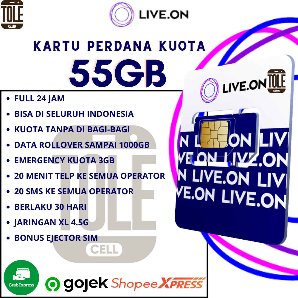 Kartu Perdana Live On 200GB / 100GB / 50GB / 25GB / 20GB / 15GB / 10GB / 7GB Nomor Kuota Data Internet Besar dan Murah  Jarirngan XL Axiata 4.5G