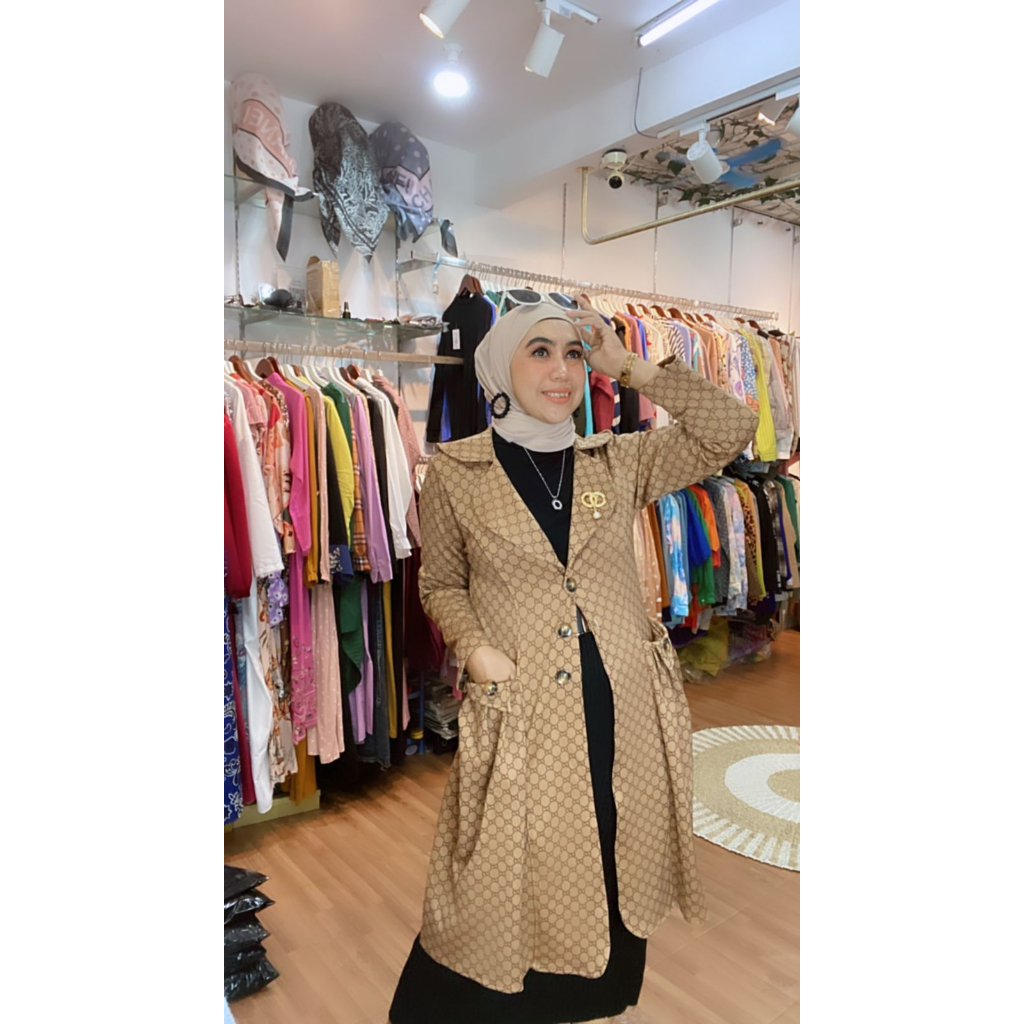 BLAZER TWEED DAN LONG OUTER / COAT KOREA BRAND PREMIUM IMPORT