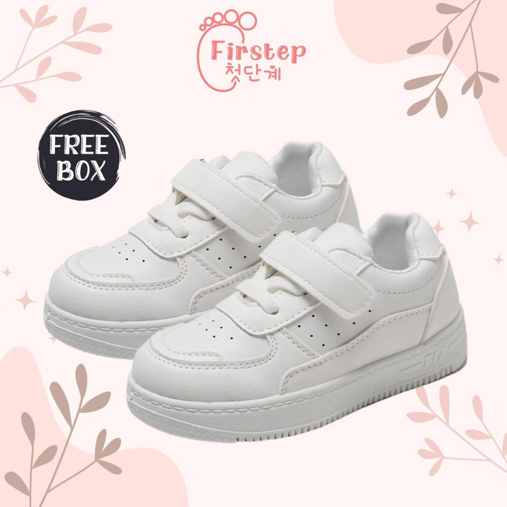 Sepatu Anak Perempuan dan Laki Laki Sneakers Anak Import Warna Putih 1-7 Tahun FS142