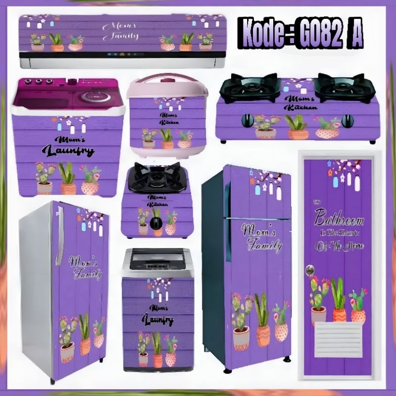stiker kulkas 1 dan 2 pintu, kompor,mesin cuci,magicom,dispenser,AC,pintu kamar mandi kode G082 kakt