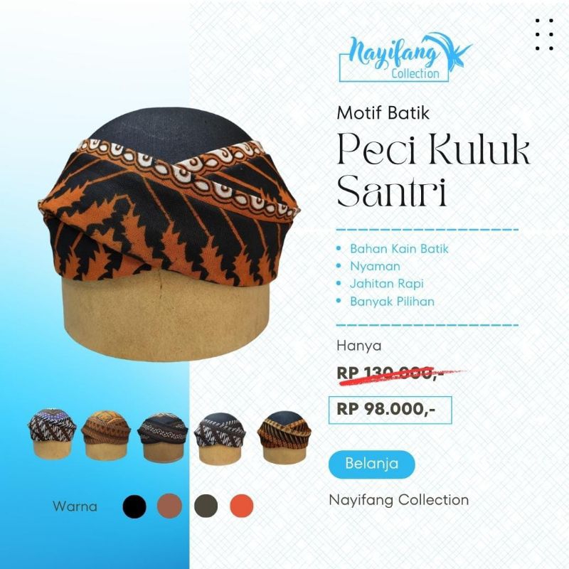 peci imamah kuluk motif batik