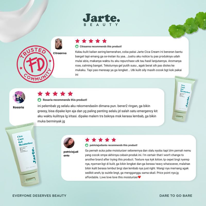 (GOSEND/COD) JARTE CICA CREAM MOISTURIZER 5X CERAMIDE 8X HYALURONIC ACID 50ML - Meredakan Jerawat Dan Kemerahan