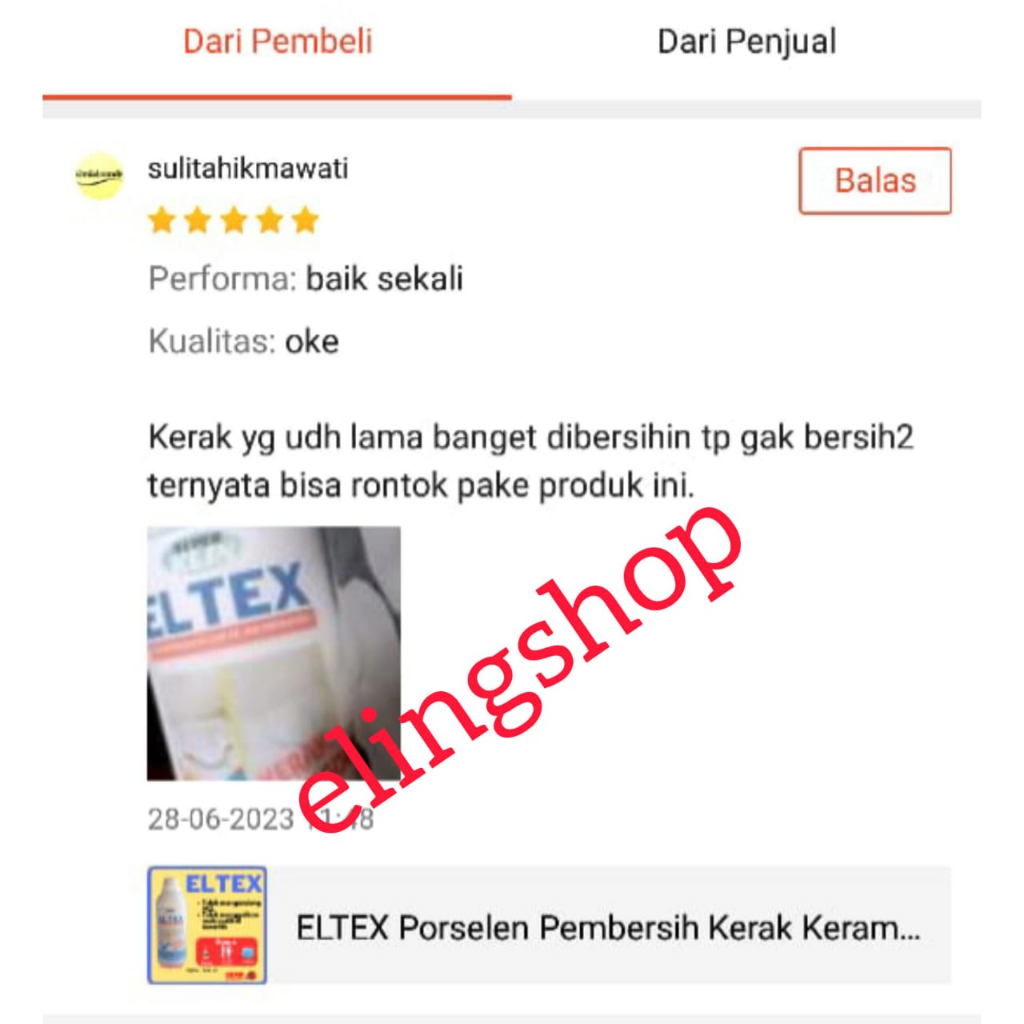 ELTEX Pembersih Kerak Keramik Kamar Mandi Closet Kloset Wastafel Panci Gosong Membandel 1 Liter