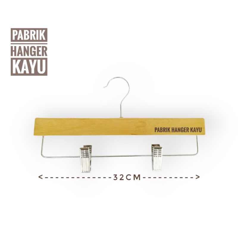 HANGER KAYU JEPIT CELANA ANAK PANJANG 32CM NATURAL