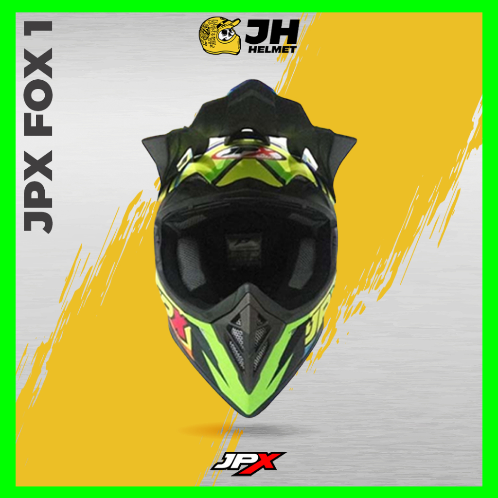 Helm JPX Cross Fox1 X4 Sunmonth Black Doff | Fox 1 Trail | Helm Full Face | JUAL HELM