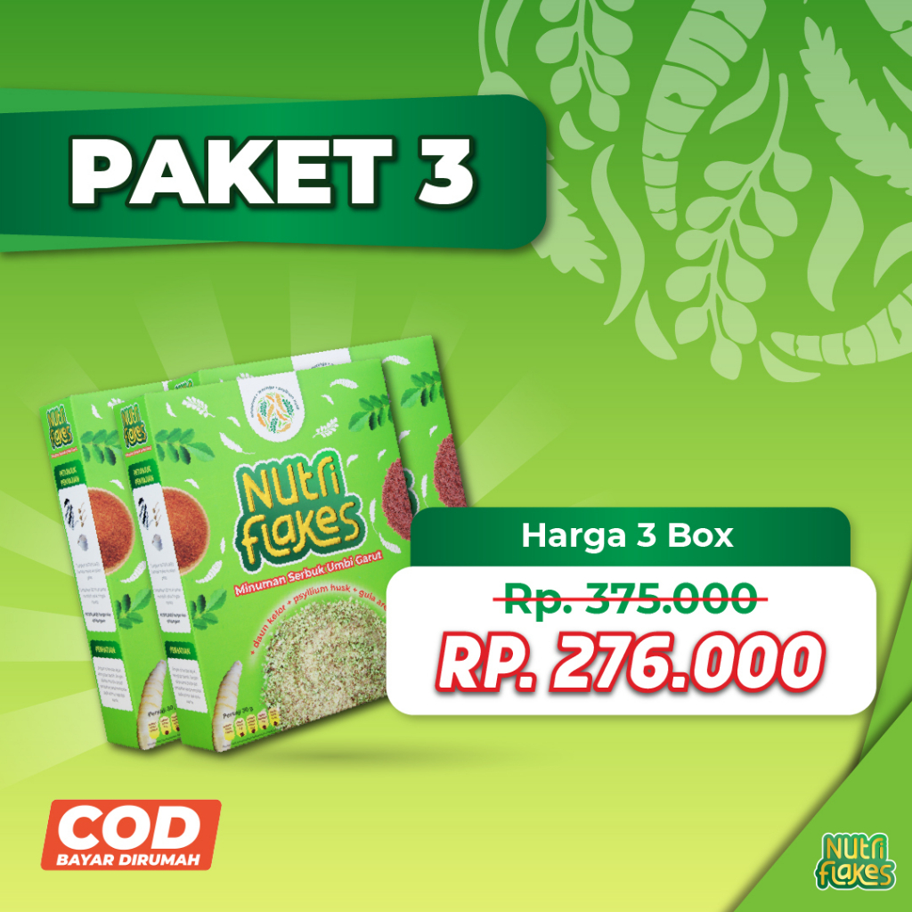 Nutriflakes - Umbi Garut Asam Lambung Original Paket 3 Box