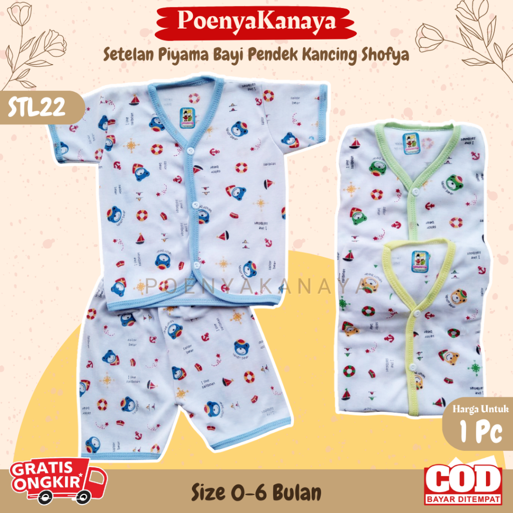 Setelan Baju Bayi Piyama Bayi Pendek Newborn Shoffya 0-6 Bulan STL22