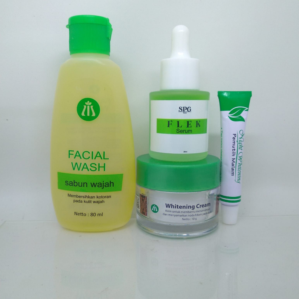 PAKET [4 IN 1] Facial wash + Liz Skincare Night Whitening+ SPG Serum penghilang Flek membandel - Pem