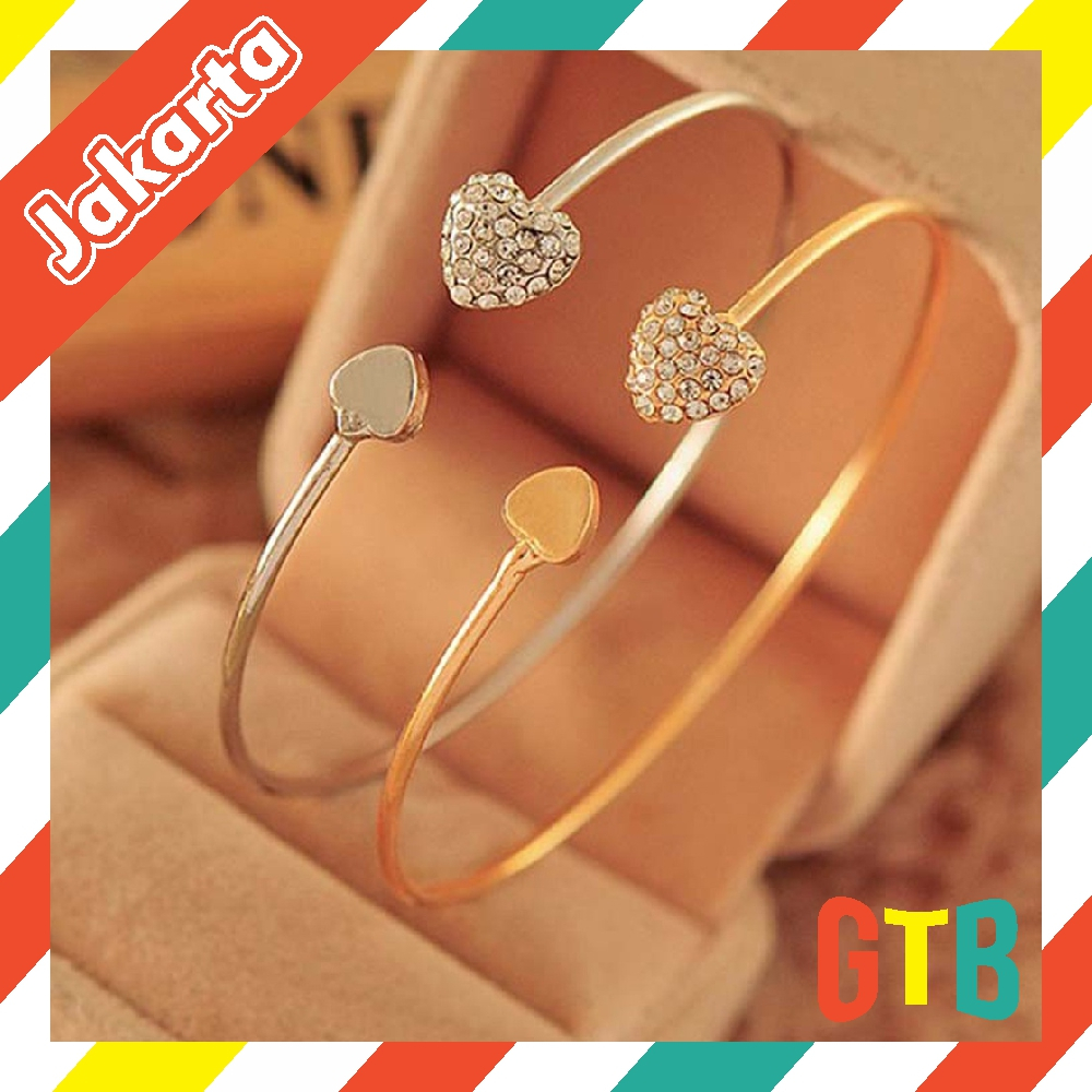 ❤️GTB❤️ Gelang Aksesoris Gelang Tangan Cantik Murah Gelang Wanita / Gelang Model Hati Aksen Berlian A087