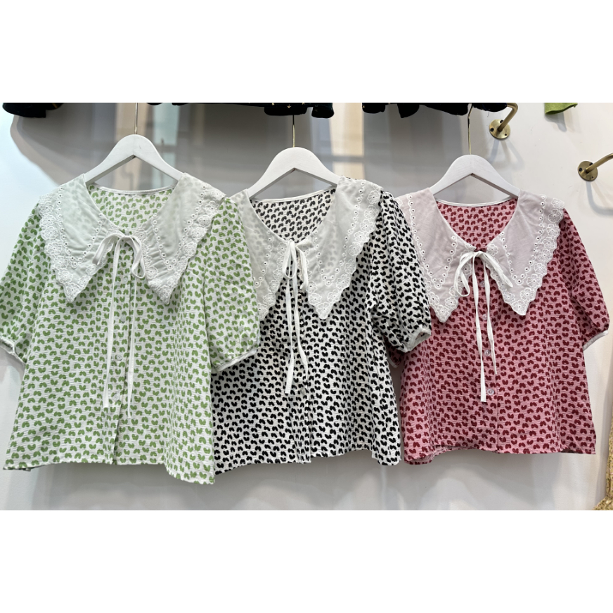 MOOGU ♡ Kemeja korea kerah bayi blouse shirt atasan wanita