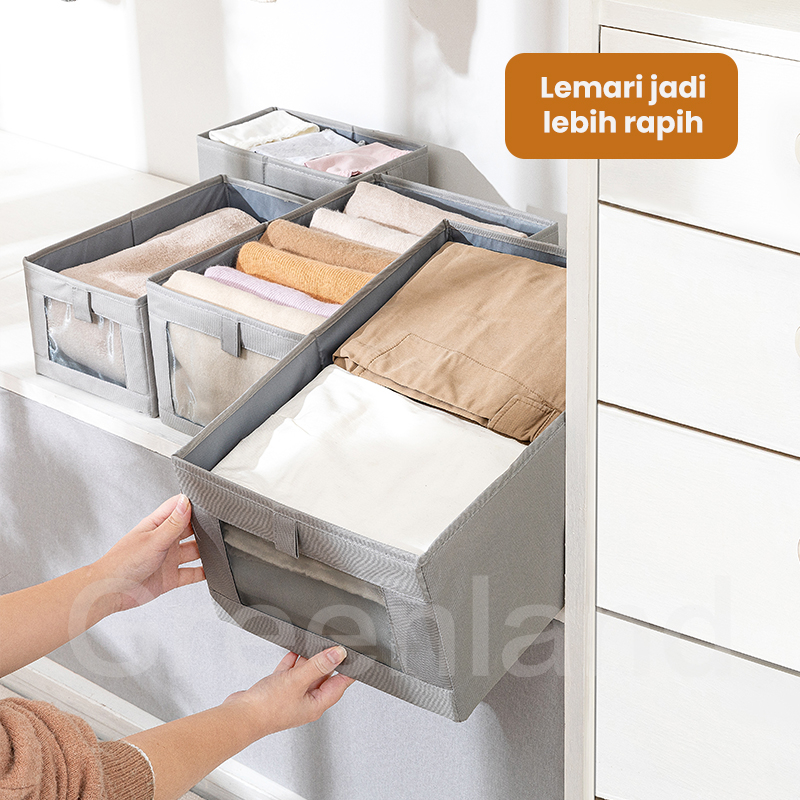 Greenland Kotak Penyimpanan Pakaian Lipat Foldable Underwear Organizer Storage Box Tempat Penyimpanan Baju Celana Serbaguna HSB227