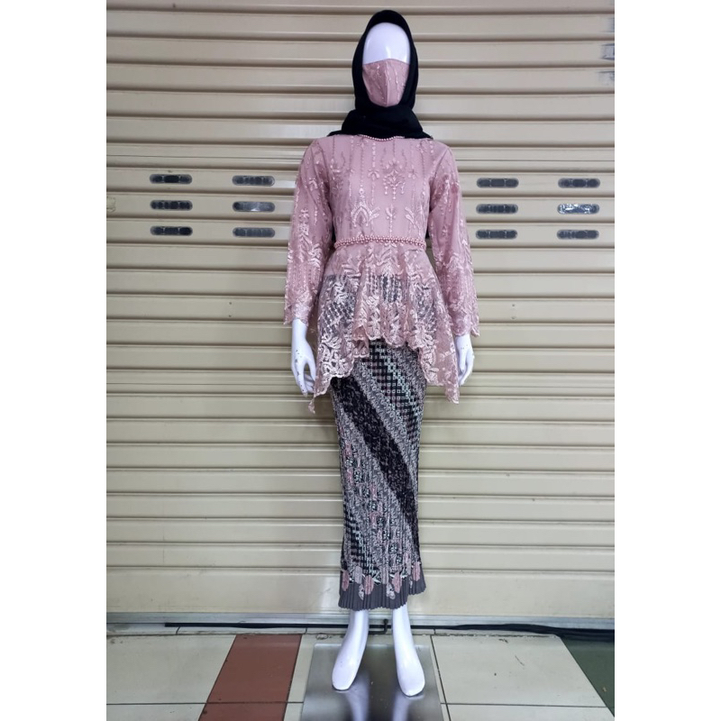 Setelan Kebaya Blouse Azalea BK / Kebaya Modern / Kebaya Wisuda / Kebaya Perpisahan / Kebaya Remaja / Kebaya Tulle Payet