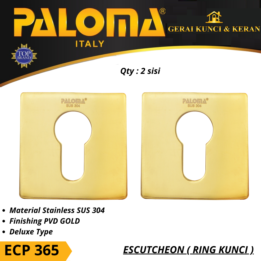 PALOMA ECP 365 ESCUTCHEON Ring Kunci Kotak Square PVD GOLD EMAS