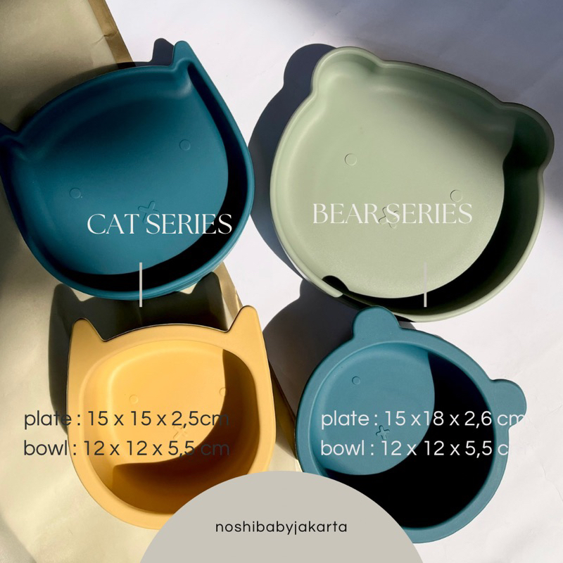 Piring Mangkok Silicone Bear / cat dengan suction Perlengkapan Bayi MPASI/ Silicone Bear Plate with Suction