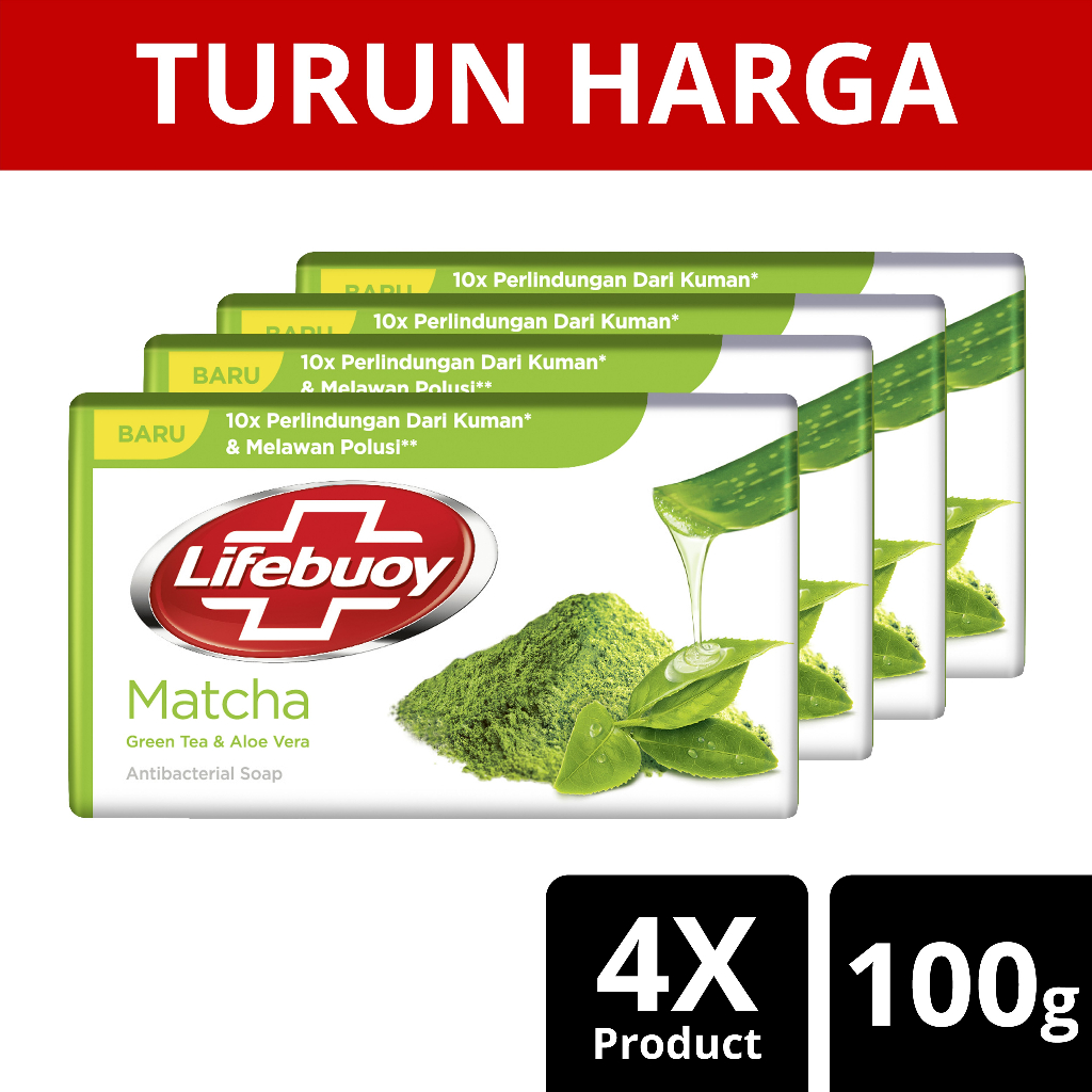 Promo Harga Lifebuoy Bar Soap Matcha Green Tea per 4 pcs 110 gr - Shopee