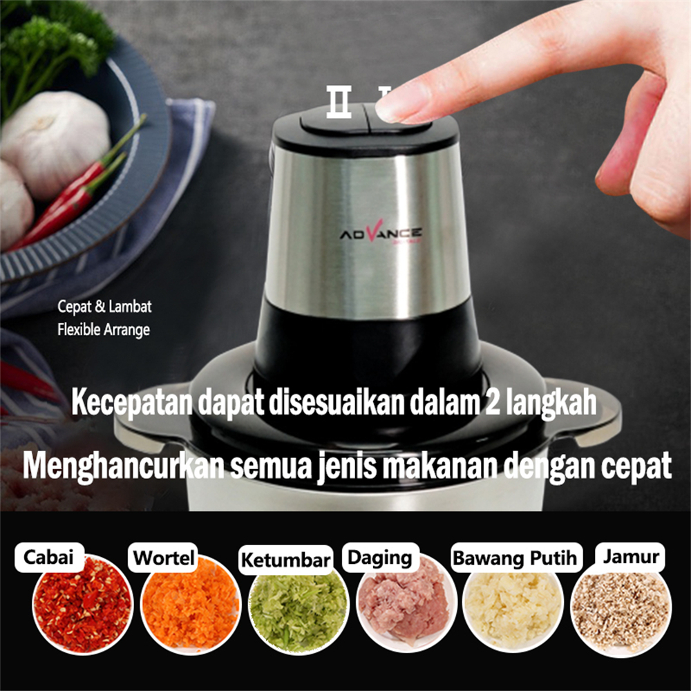 Chopper Blender daging penggiling Meat pro Blender Elektrik Stainless Steel Chopper Grinder Ukuran Besar Hingga besar 2L/3L