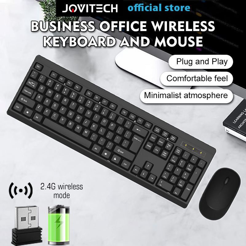 【COD】Jovitech LD950 Wireless Keyboard dan Mouse Set Bisnis/Kantor/Fashion Keyboard Mouse Set Wireless - KM02