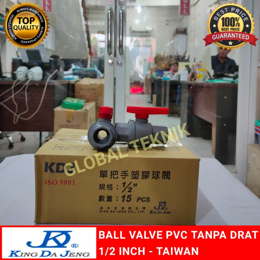 Ball Valve Stop Kran 1/2" inch PVC KDJ Ballvalve Ball valve Stop kran KDJ PVC 1/2" dim inch made in 