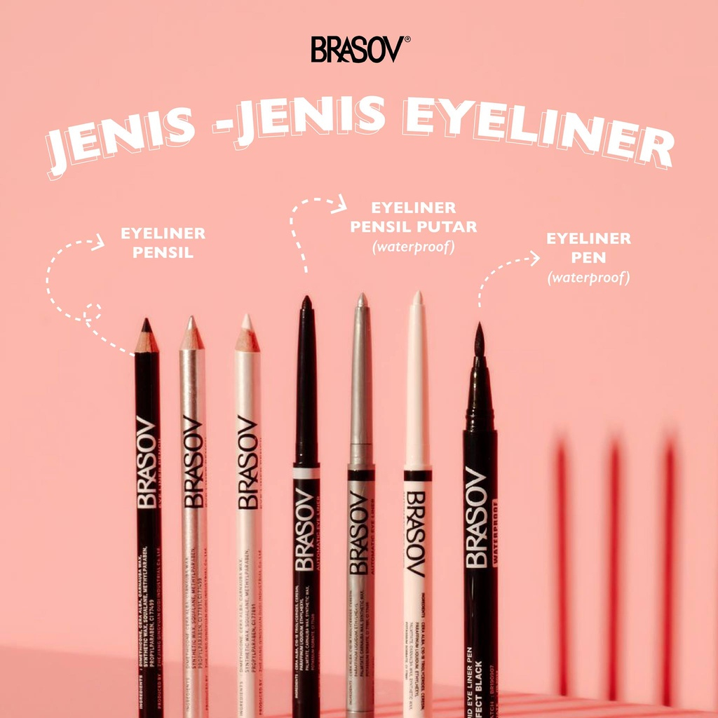 BRASOV Pensil Eyeliner Dengan Serutan Black Eyeliner Pencil / Pensil Eyeliner Putar Waterproof Automatic Eye Liner Waterproof / ulpen Eyeliner Perfect Black Waterproof Liquid Eye Liner Pen