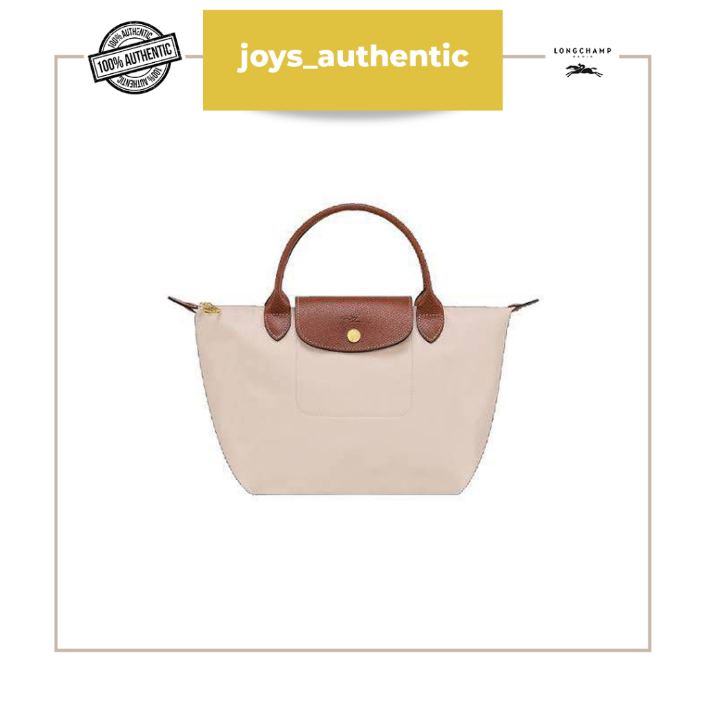 Tas wanita Longchamp club ssh small short handle putih papier woman bag authentic original