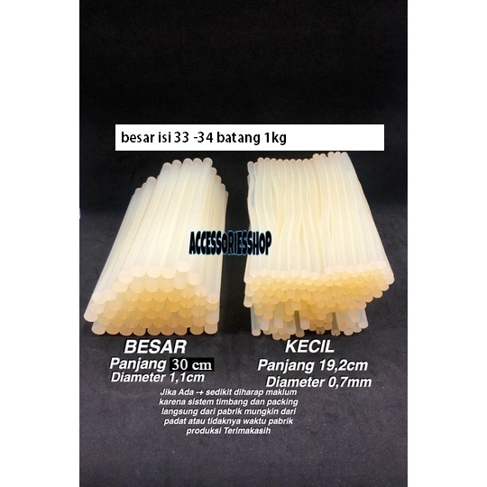 ( ANNYTHINGS )ECERAN Lem bakar lem lilin  besar,,kecil per pack (-+1KG)  warna kuning