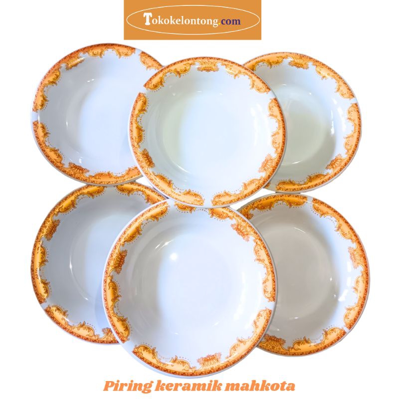 Piring keramik mahkota premium 9 inch/piring makan keramik mahkota/piring makan premium