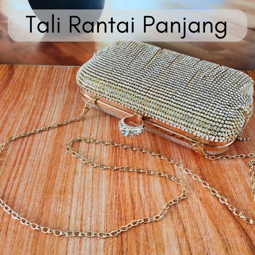 Tas Pesta Kondangan Wanita Import Premium Terbaru Clutch Dompet Pesta Kristal Mewah Elegan untuk Pengantin 70557-6