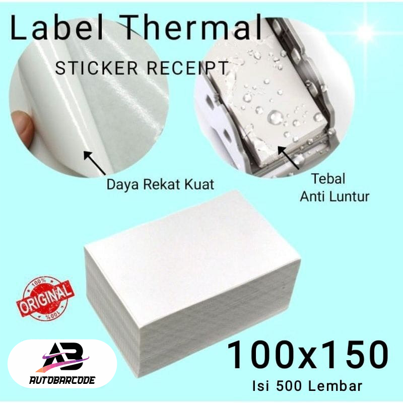 Kertas Thermal Label 100x150 isi 500 Lipat Direct Thermal Stiker Barcode 100x150mm A6 Isi 500 Pcs Resi Pengiriman Marketplace JNT JNE Printer Label Thermal