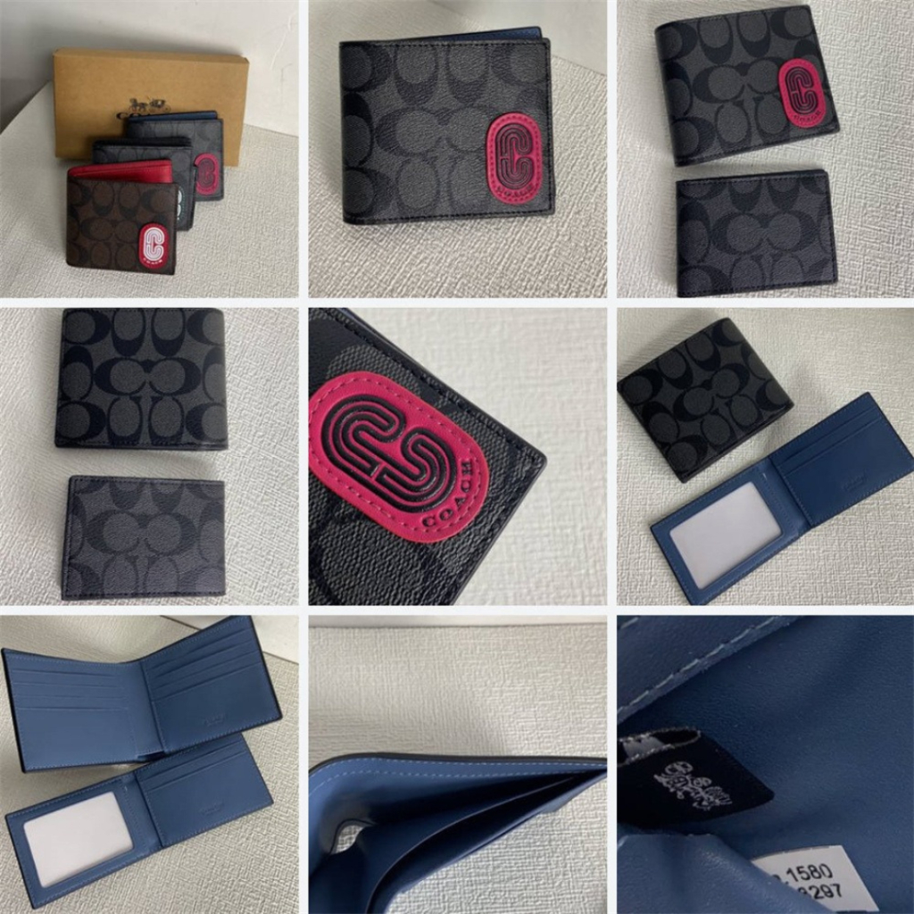 DOMPET PRIA SHORT WALLET HALF FOLD IN COLOURBLOCK SIGNATURE CANVAS WITH PATCHES C8297 8297