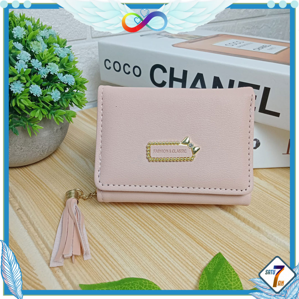 Dompet Lipat Wanita Zipper Fashion Style Korea Dompet Cewek Mini Multifungsi Women Wallet PU Satu7an D78