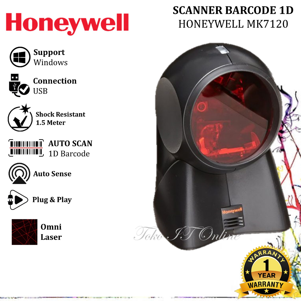 HONEYWELL MK7120 BARCODE SCANNER 1D OMNI LASER MS7120/MK 7120 1D ORBIT USB