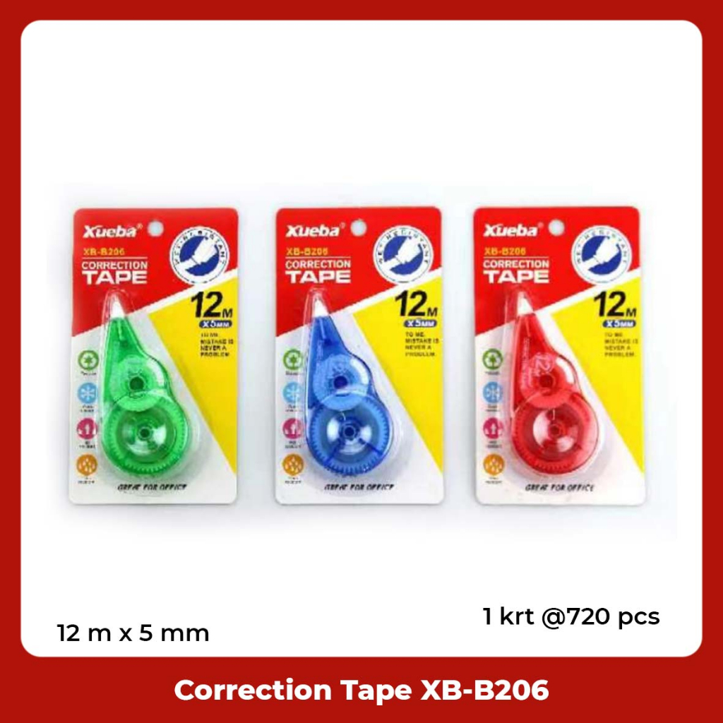 Correction Tape / Stipo Kertas / Tipe-X Roll Xueba 12m x 5mm XB-B206