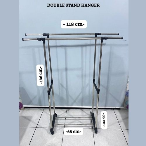 SHENAR RAK GANTUNGAN BAJU SERBAGUNA PORTABLE  UNIK / STAND HANGER BAJU TOPI TAS /JEMURAN GANTUNG /DOUBLE STAND HANGER,SHENARCORNER168