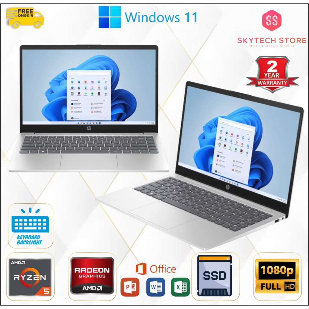 HP 14 Em0015Au Amd Ryzen 5 7520u Ram8Gb Ssd512Gb Windows 11 &amp; Ohs 2021 Original