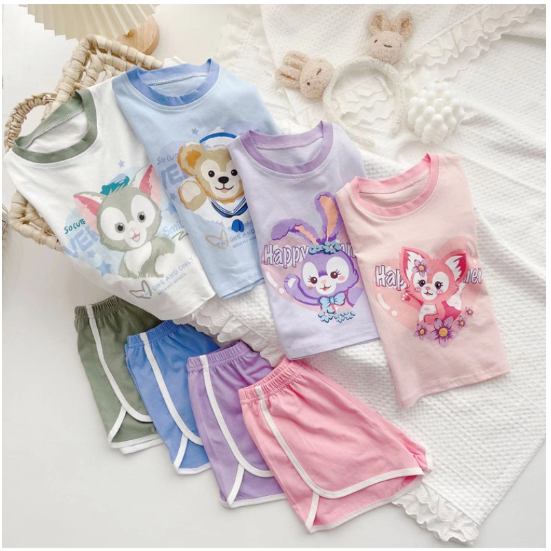 babyfit baju setelan oblong dengan celana pendek anak cewek cowok kartun korean style nyl-0628