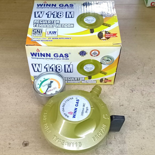 Regulator Winn Gas W 118 M + meteran Dus Kuning