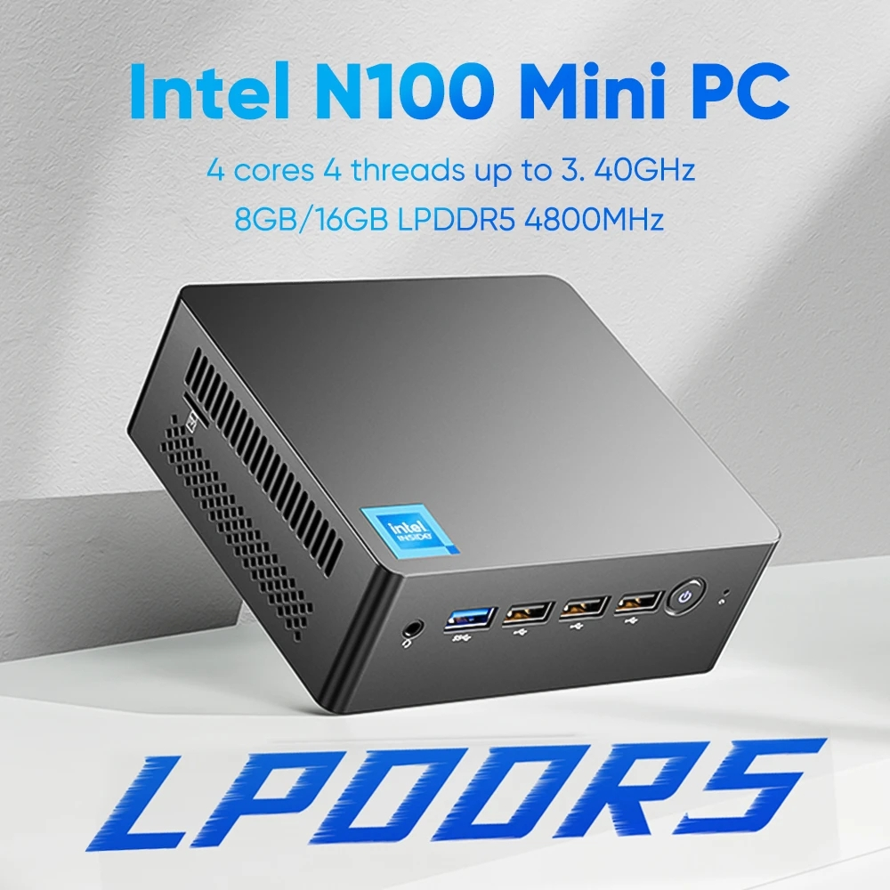 Mini PC N9N Intel Alderlake N100 Gen12 8GB LPDDR5 256GB SSD WiFi HDMI DP Windows 11 Pro