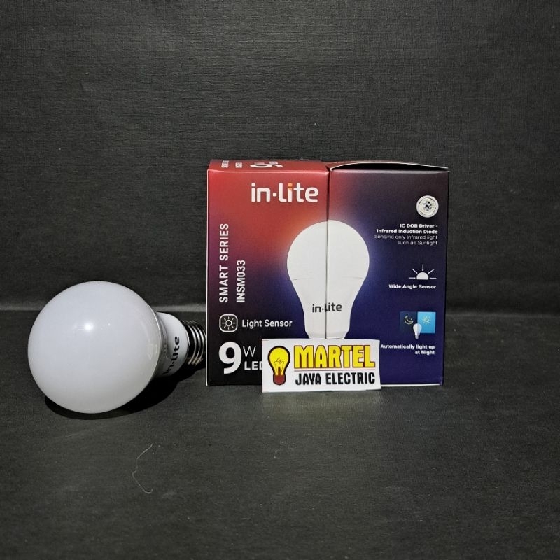 Lampu led sensor cahaya inlite 9 watt INSM033 - PUTIH