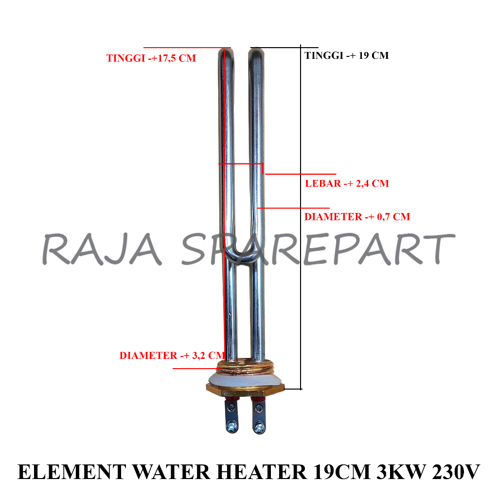 Elemen Water Heater U Panjang 19cm 230V 3000W