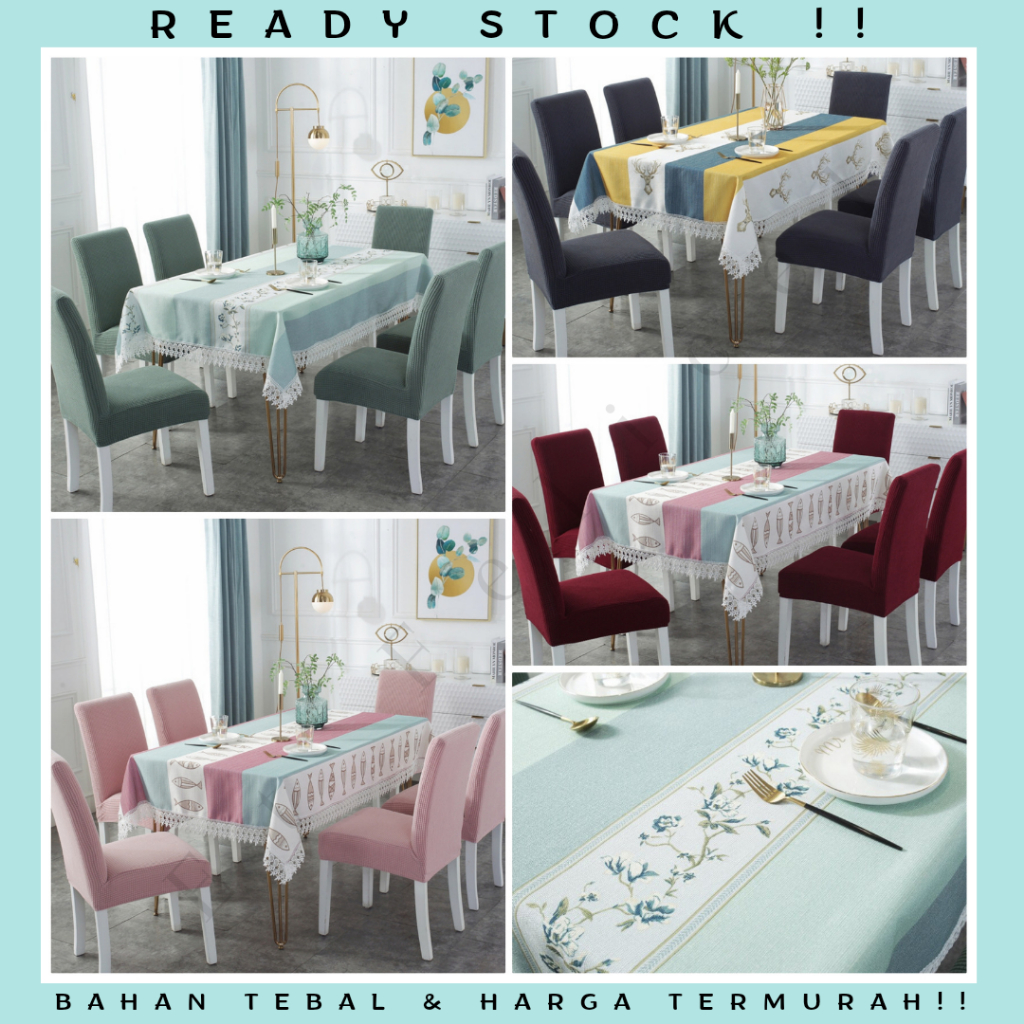 Nordic Table Cloth / Taplak Meja Makan Velvet Anti Panas Renda Tebal Motif