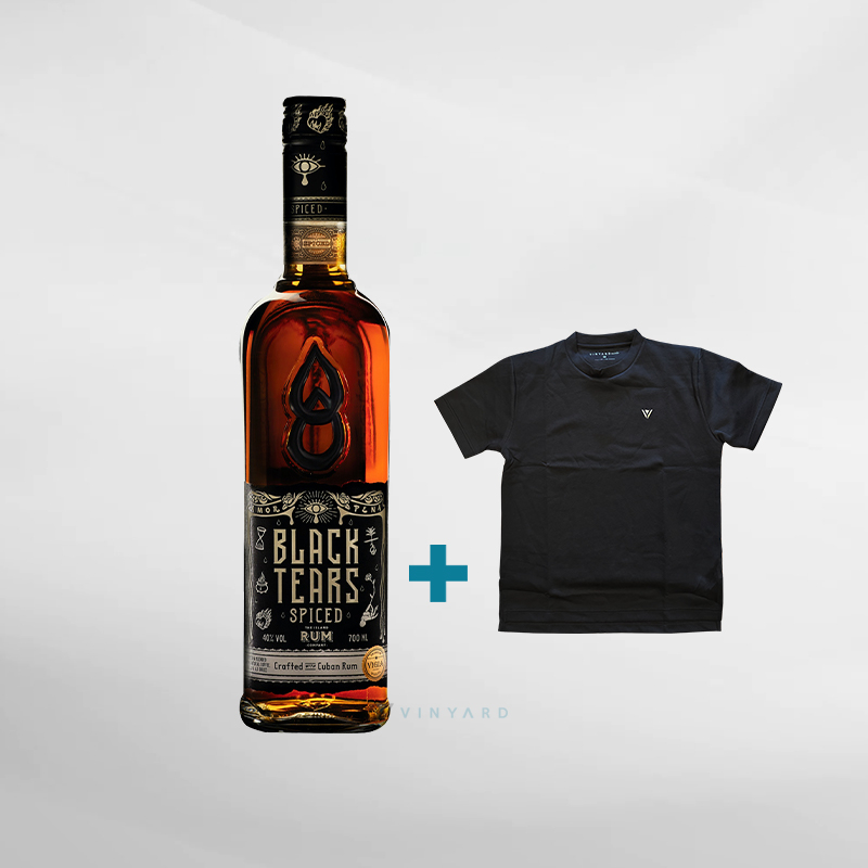 Bundling Black Tears Spiced Rum 700 ml + T-shirt Vinyard Black ( Original &amp; Resmi By Vinyard )