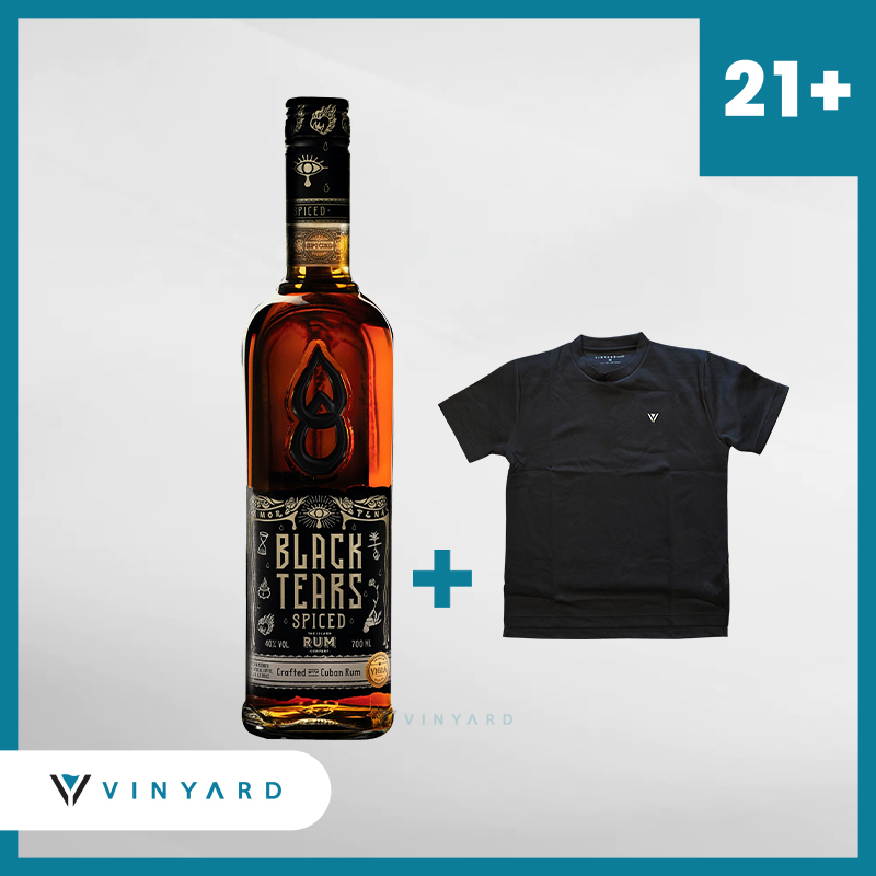Bundling Black Tears Spiced Rum 700 ml + T-shirt Vinyard Black ( Original &amp; Resmi By Vinyard )