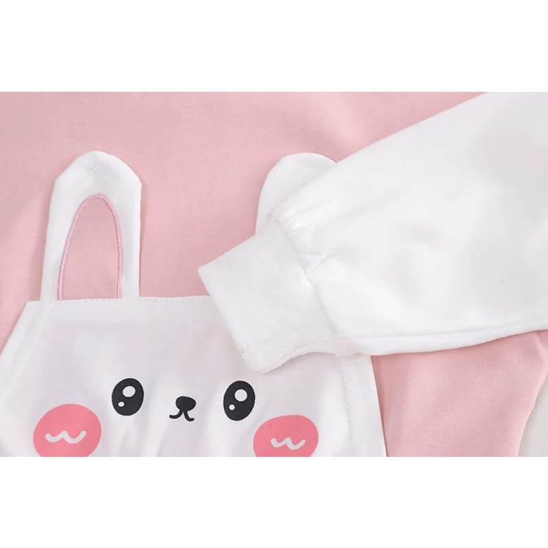 setelan lengan panjang anak perempuan motif sweet bunny lucu usia 6 bulan - 5 tahun premium import