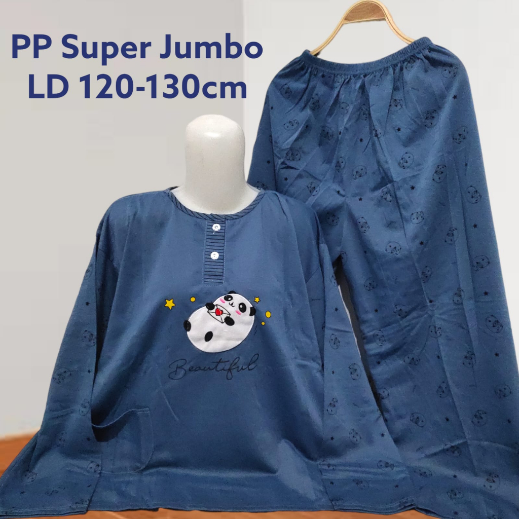 Babydoll Super Jumbo PP 4L Lengan Panjang Oversize Bahan Kaos LD 130cm Gambar Bordir Dan Sablon Hijab dan Jilbab Friendly