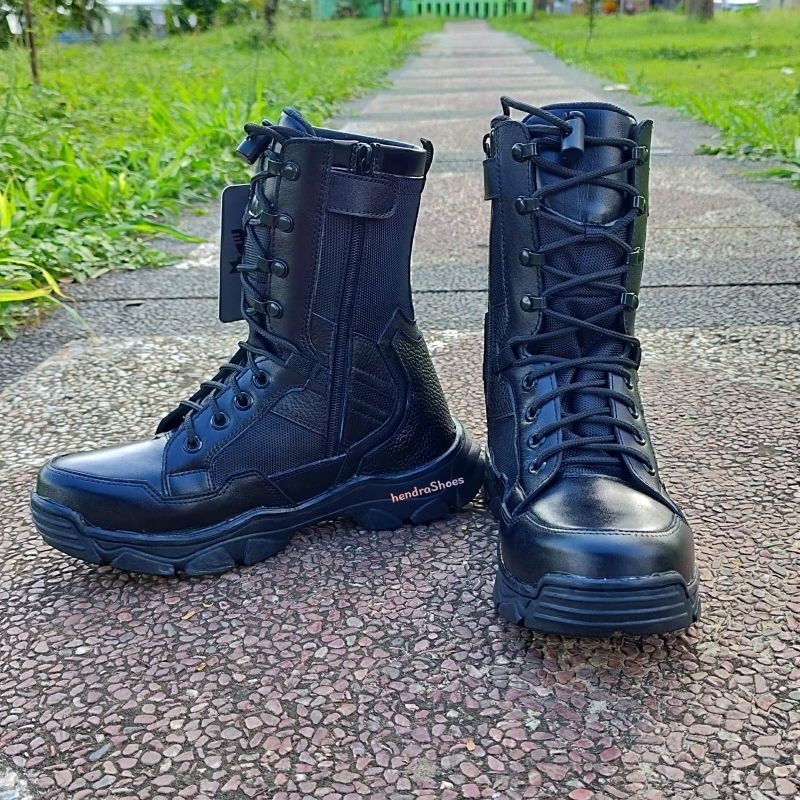 CAANGGO - Sepatu Pdl Ninja 6 Inci Kulit Hitam Dop Original